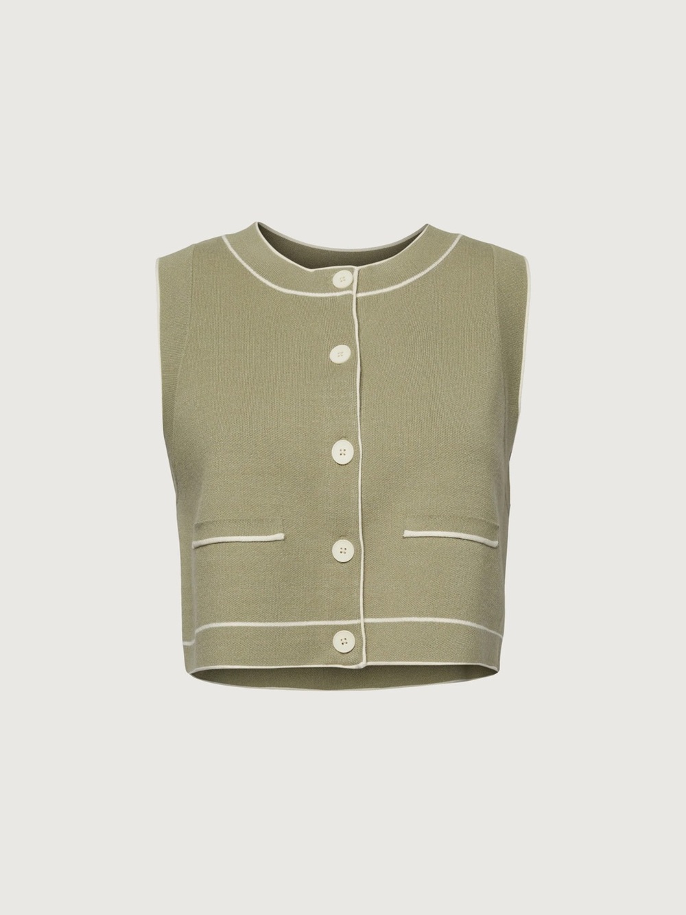 OAK + FORT Sage Knit Cardigan with Cream Trim